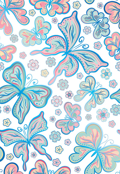 Bohemian Butterflies Peel & Stick Wallpaper Sheets – 12 Pack