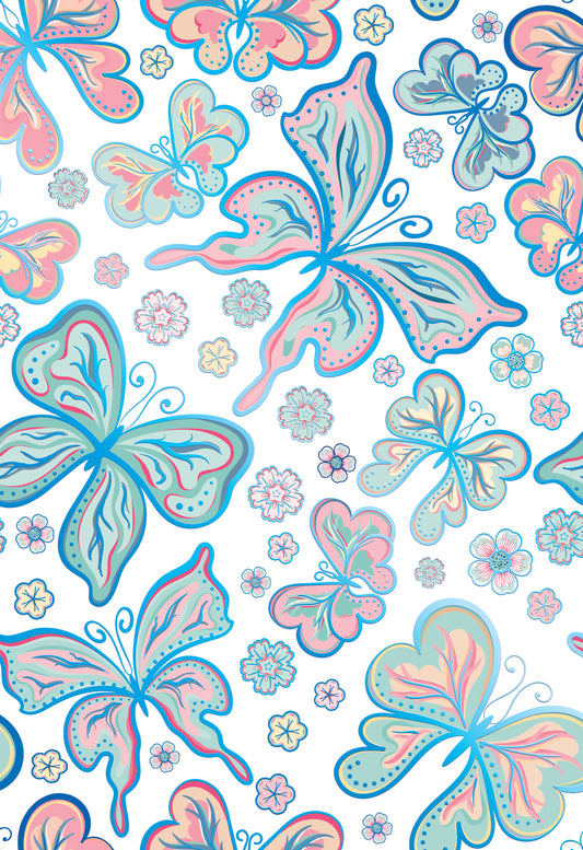 Peel and Stick Wallpaper Sheets – Bohemian Butterflies Design
