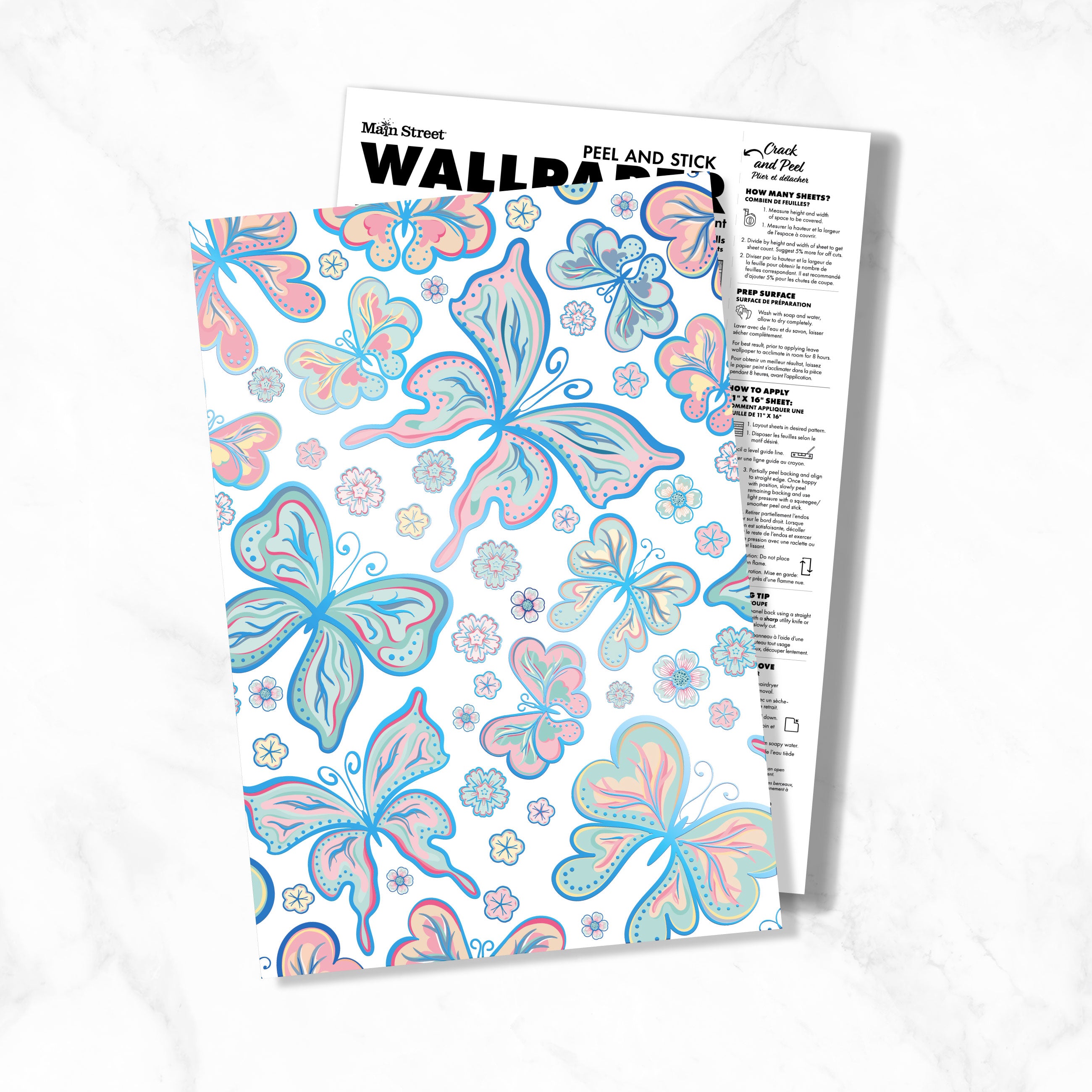 Bohemian Butterflies Peel & Stick Wallpaper Sheets – 12 Pack