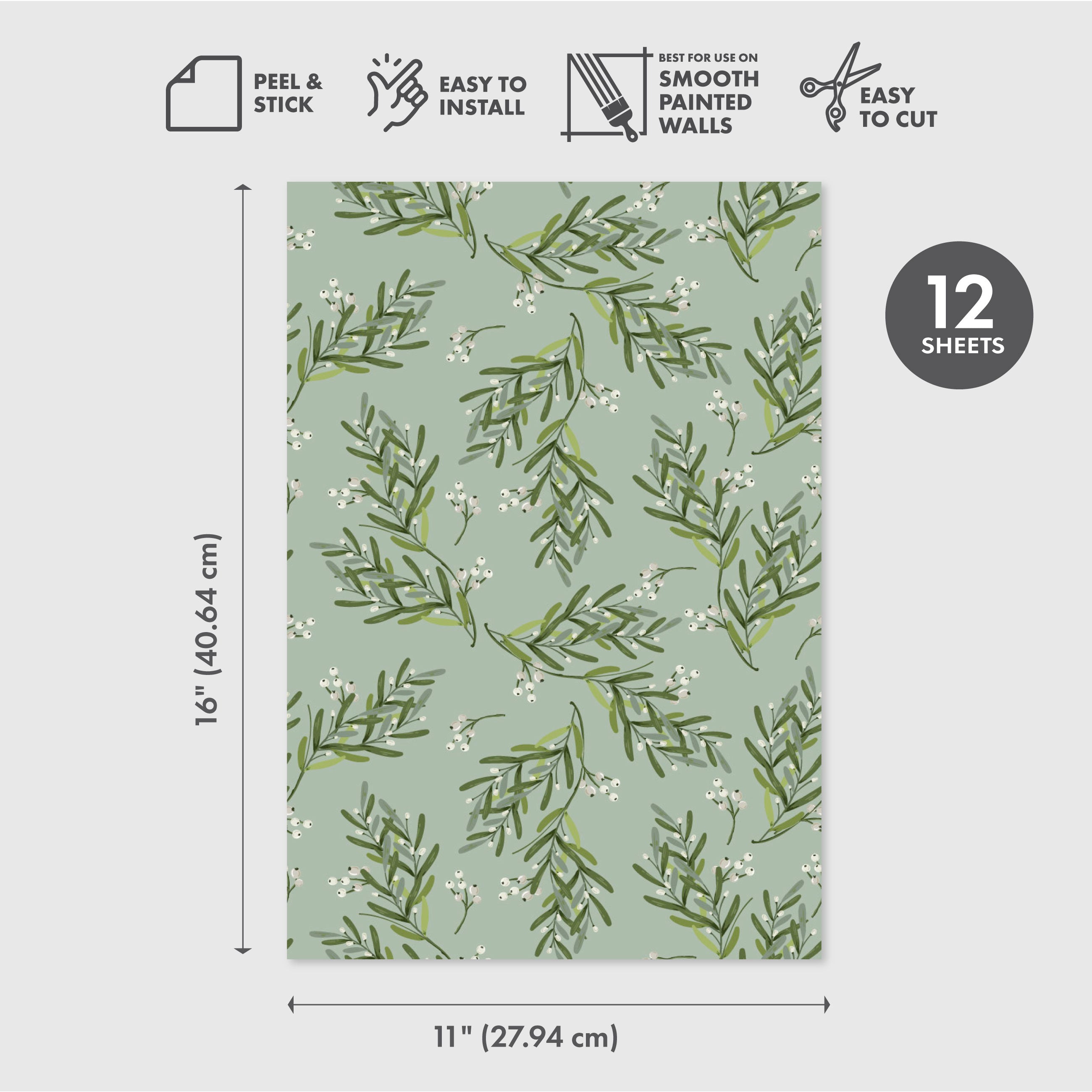 Branches and Berries Peel & Stick Wallpaper Sheets – 12 Pack