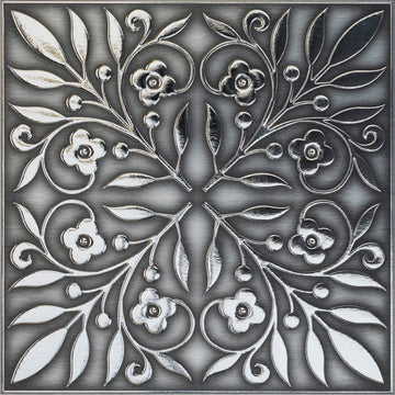 
Brushed Nickel and Silver Leaves Peel and Stick Wallpaper Tiles - 24 Pack