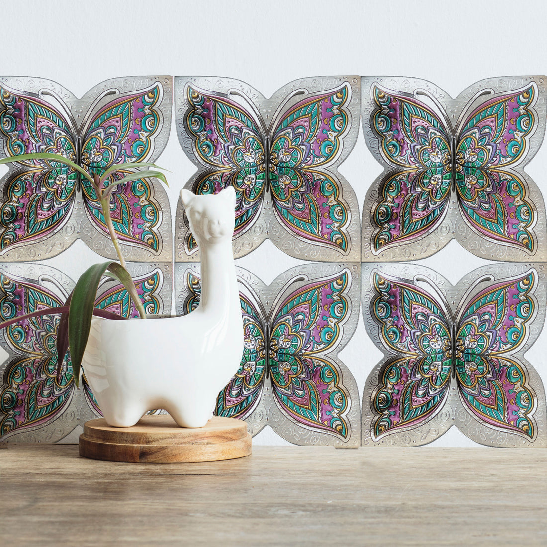 Butterfly Swirls Peel and Stick Wallpaper Tiles - 24 Pack