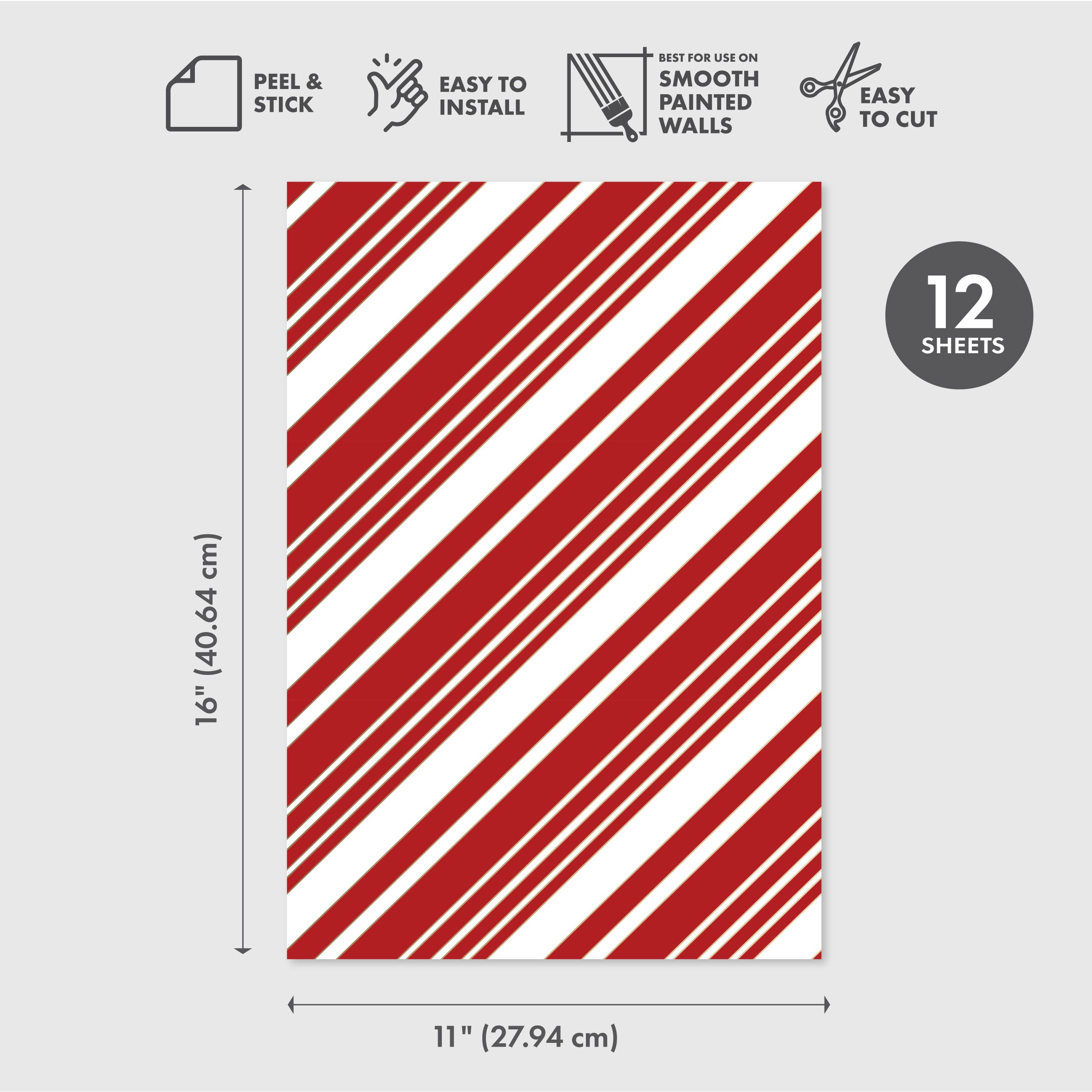 Candy Stripe Peel & Stick Wallpaper Sheets – 12 Pack