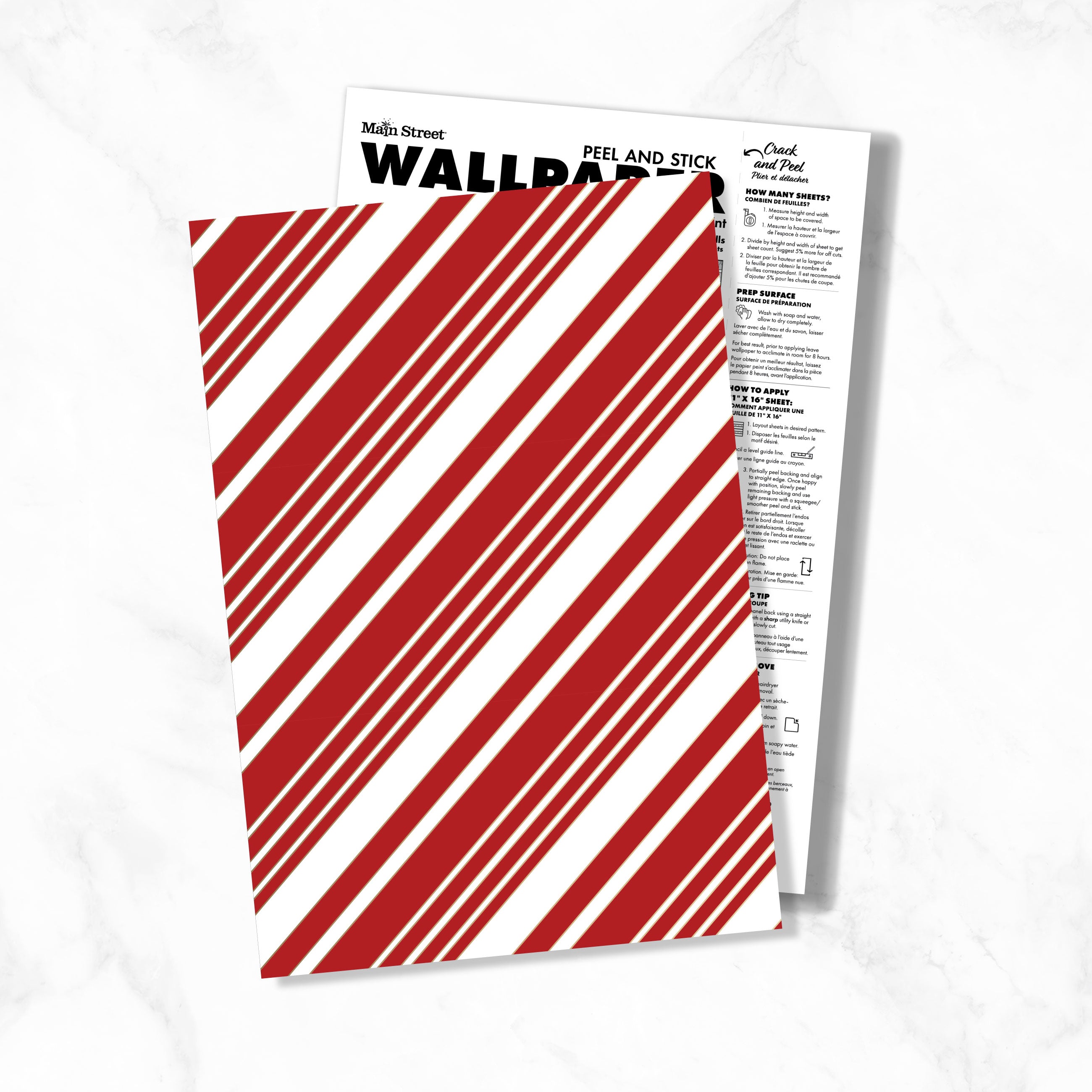 Candy Stripe Peel & Stick Wallpaper Sheets – 12 Pack