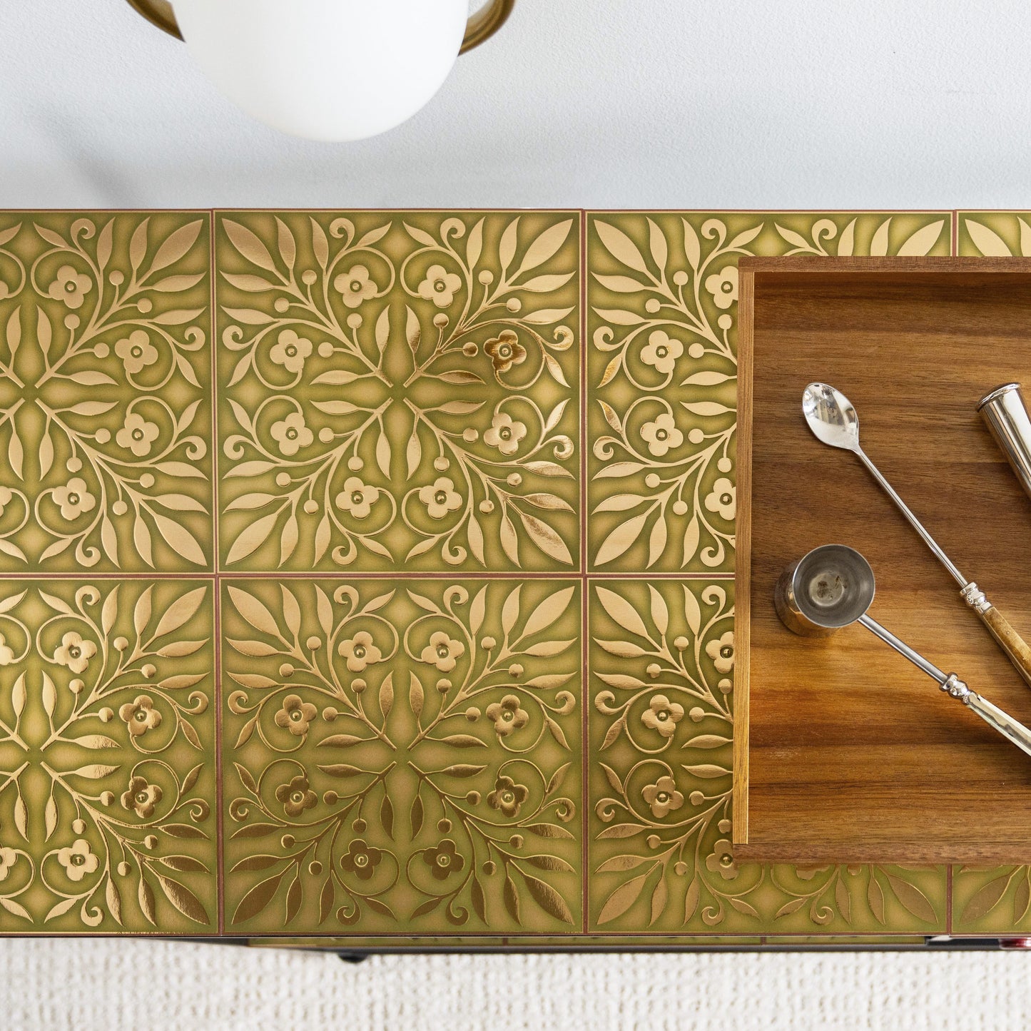 Gold  and Green Leaves Tile Decal