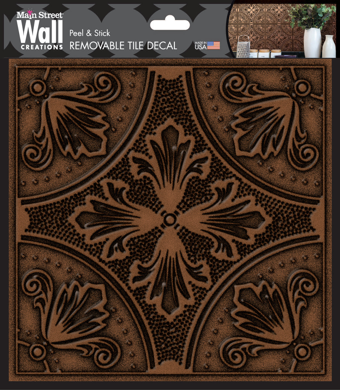 Dark Aged Bronze Fleur Peel and Stick Wallpaper Tiles - 24 Pack