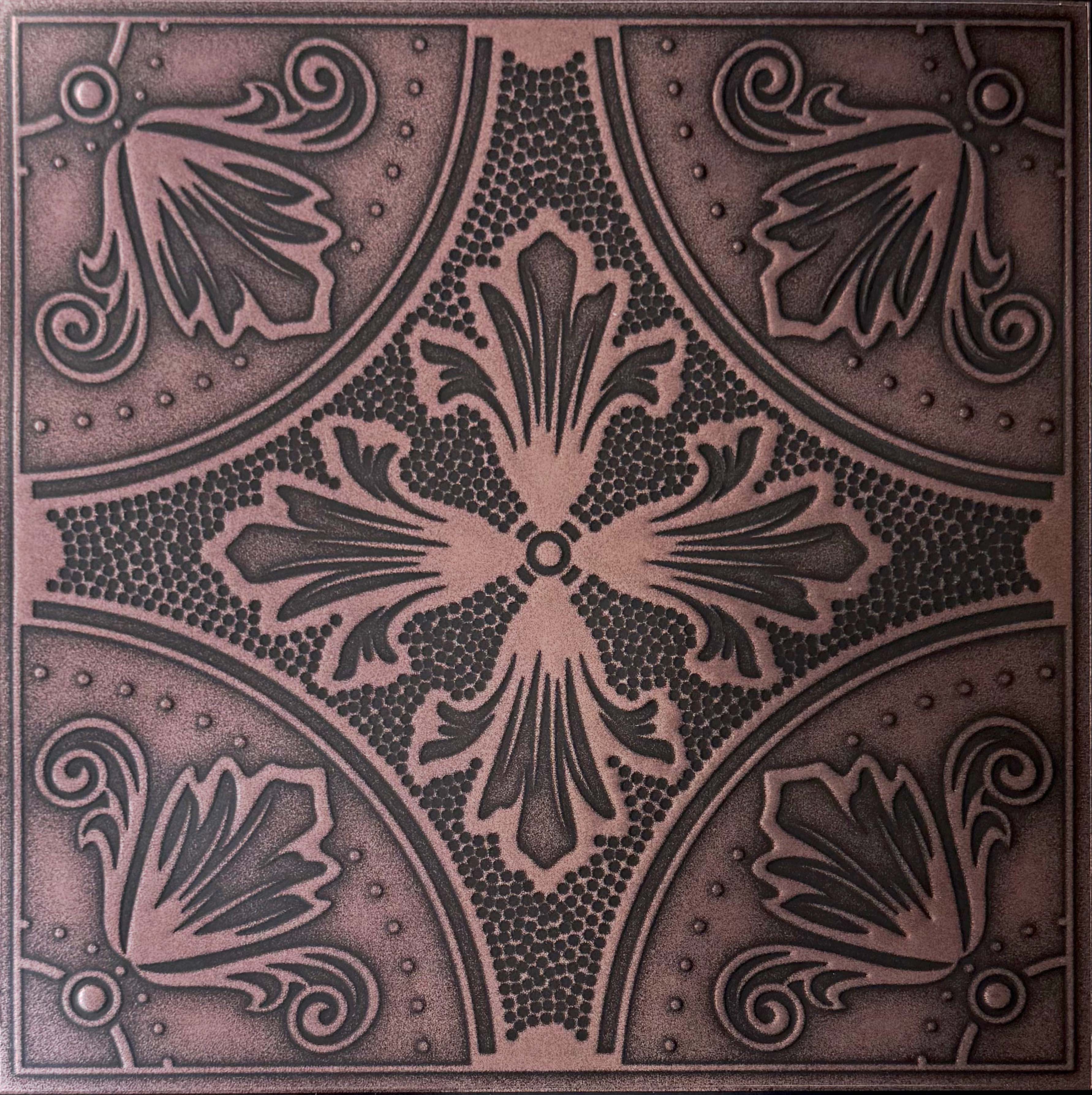 Dark Aged Bronze Fleur Peel and Stick Wallpaper Tiles - 24 Pack