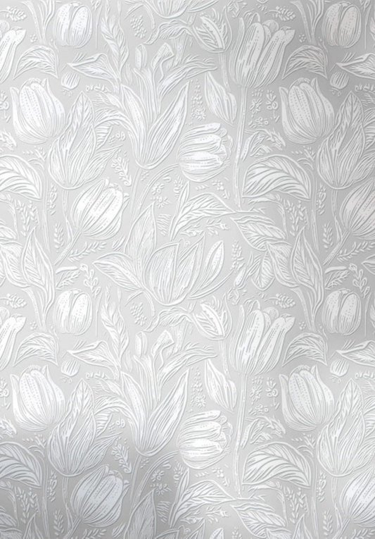 Flourish – Peel and Stick Craft Panel 10 x 15" in Metallic Silver Embossed Floral Foil