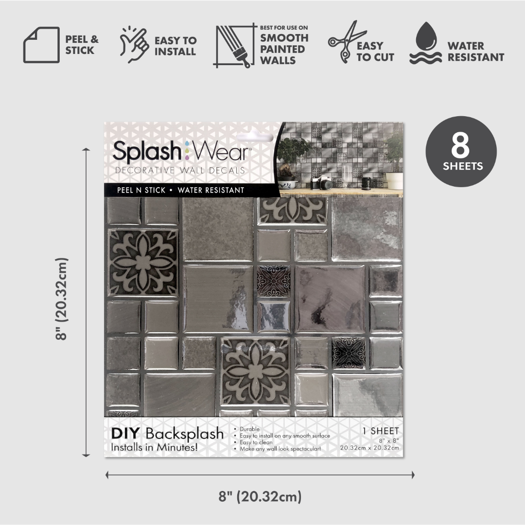 Silver Mosaic Peel and Stick Backsplash Tile - 4 Pack or 8 Pack