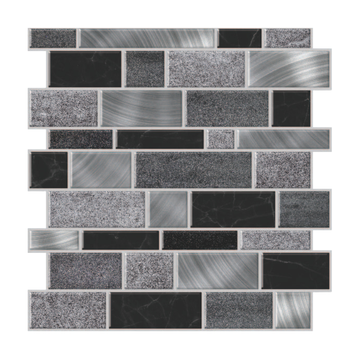 Silver and Black Mosaics Peel and Stick Wallpaper Tiles - 24 Pack