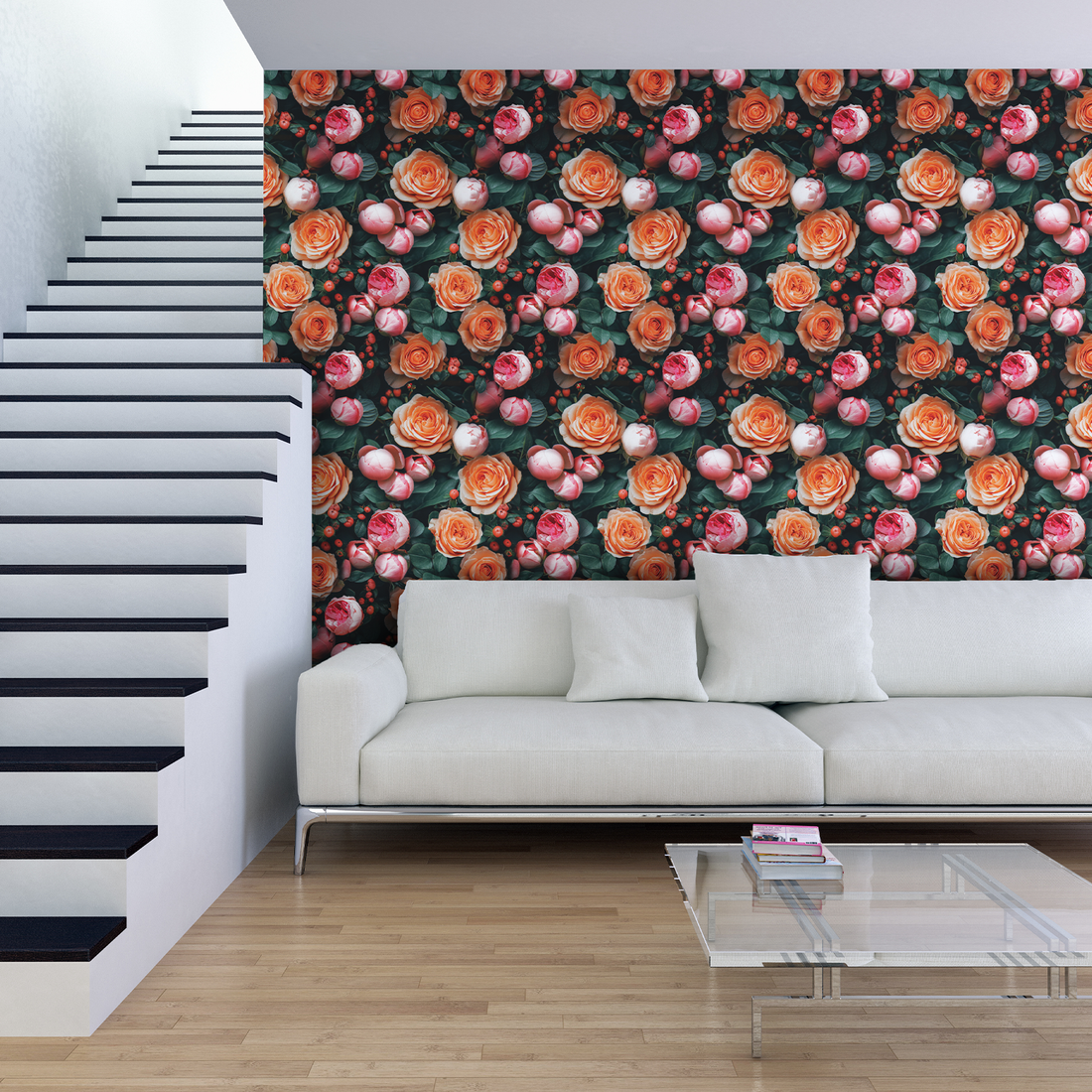 Fresh Roses Peel & Stick Wallpaper Sheets – 12 Pack