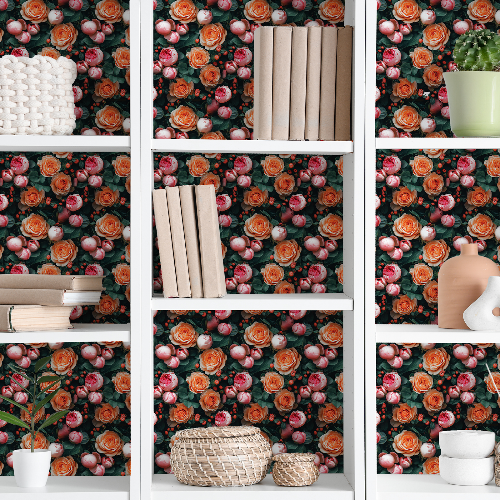 Fresh Roses Peel & Stick Wallpaper Sheets – 12 Pack