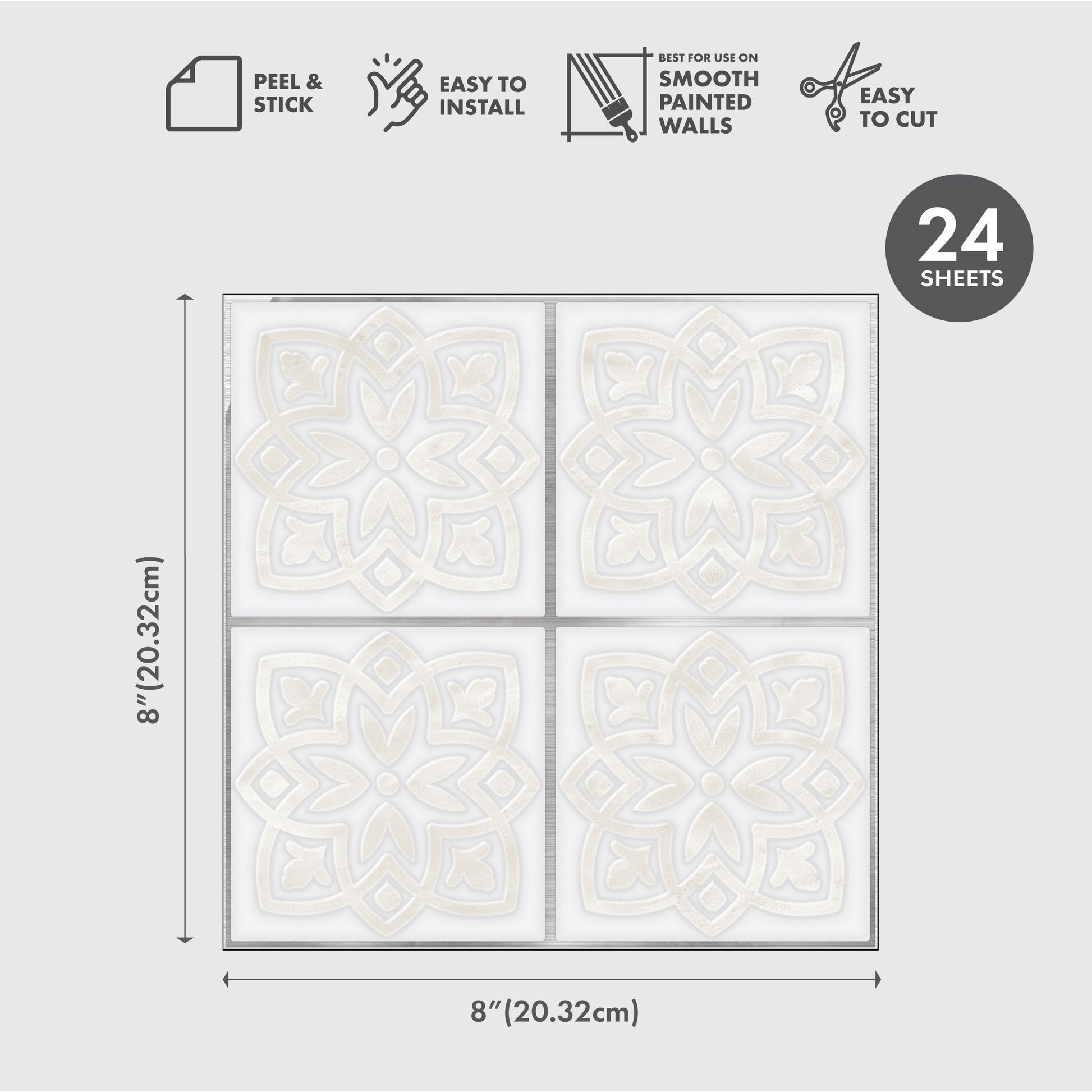 Glazed Florets Peel and Stick Wallpaper Tiles - 24 Pack