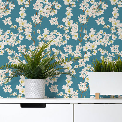 Peel and Stick Wallpaper Sheets – Magnolia Branches Design