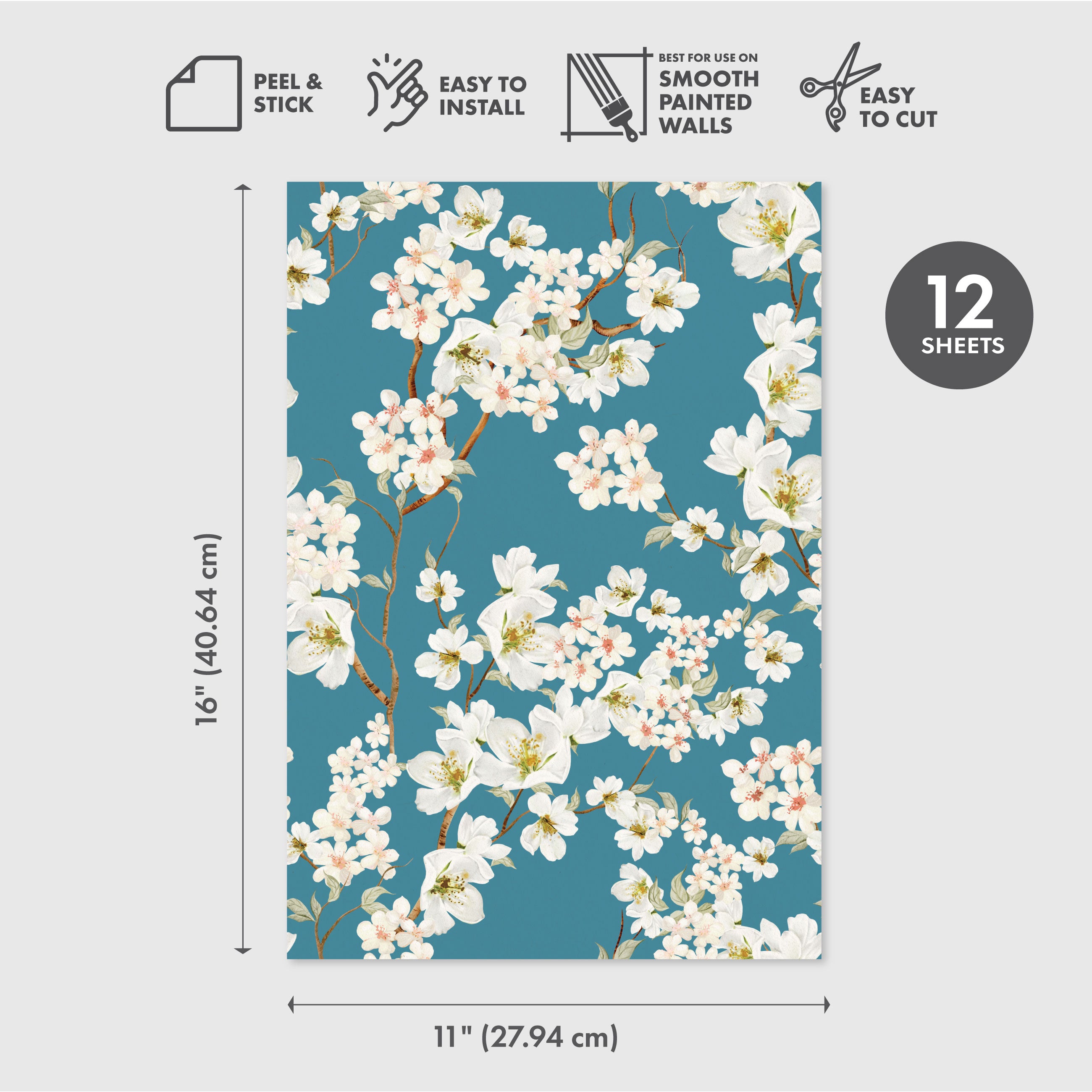 Magnolia Branches Peel & Stick Wallpaper Sheets – 12 Pack