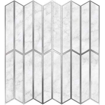 Marble Silver Herringbone Peel and Stick Wallpaper Tiles - 24 Pack