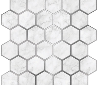 Marble Silver Hexagon Peel and Stick Wallpaper Tiles - 24 Pack