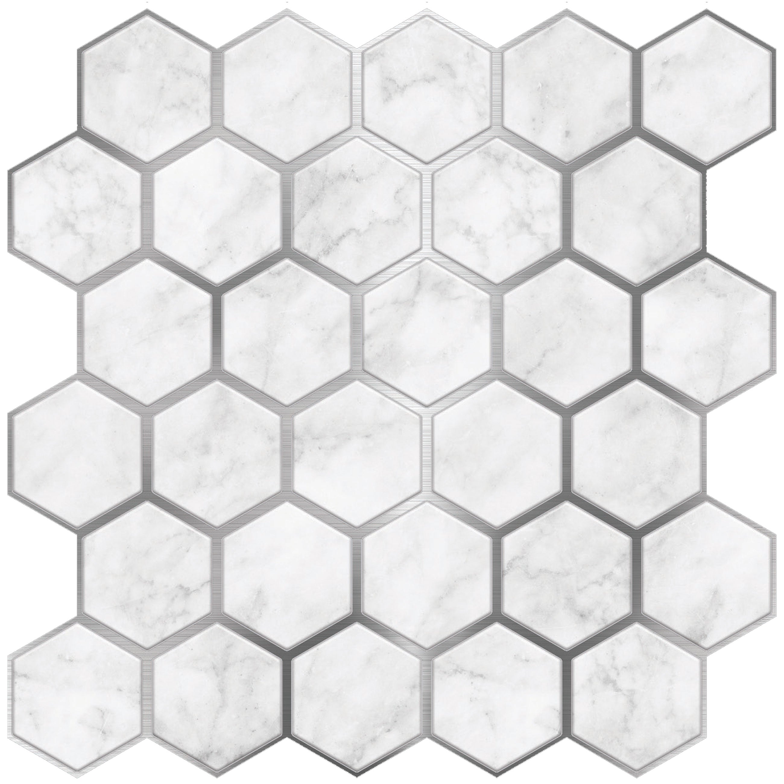 Marble Silver Hexagon Peel and Stick Wallpaper Tiles - 24 Pack