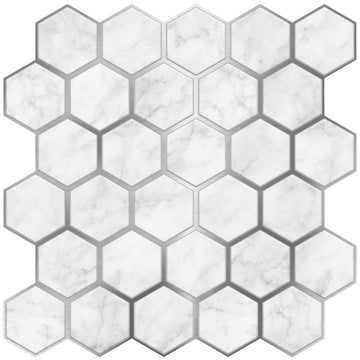 Marble Silver Hexagon Peel and Stick Wallpaper Tiles - 24 Pack
