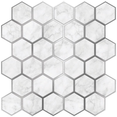 Marble Silver Hexagon Peel and Stick Wallpaper Tiles - 24 Pack