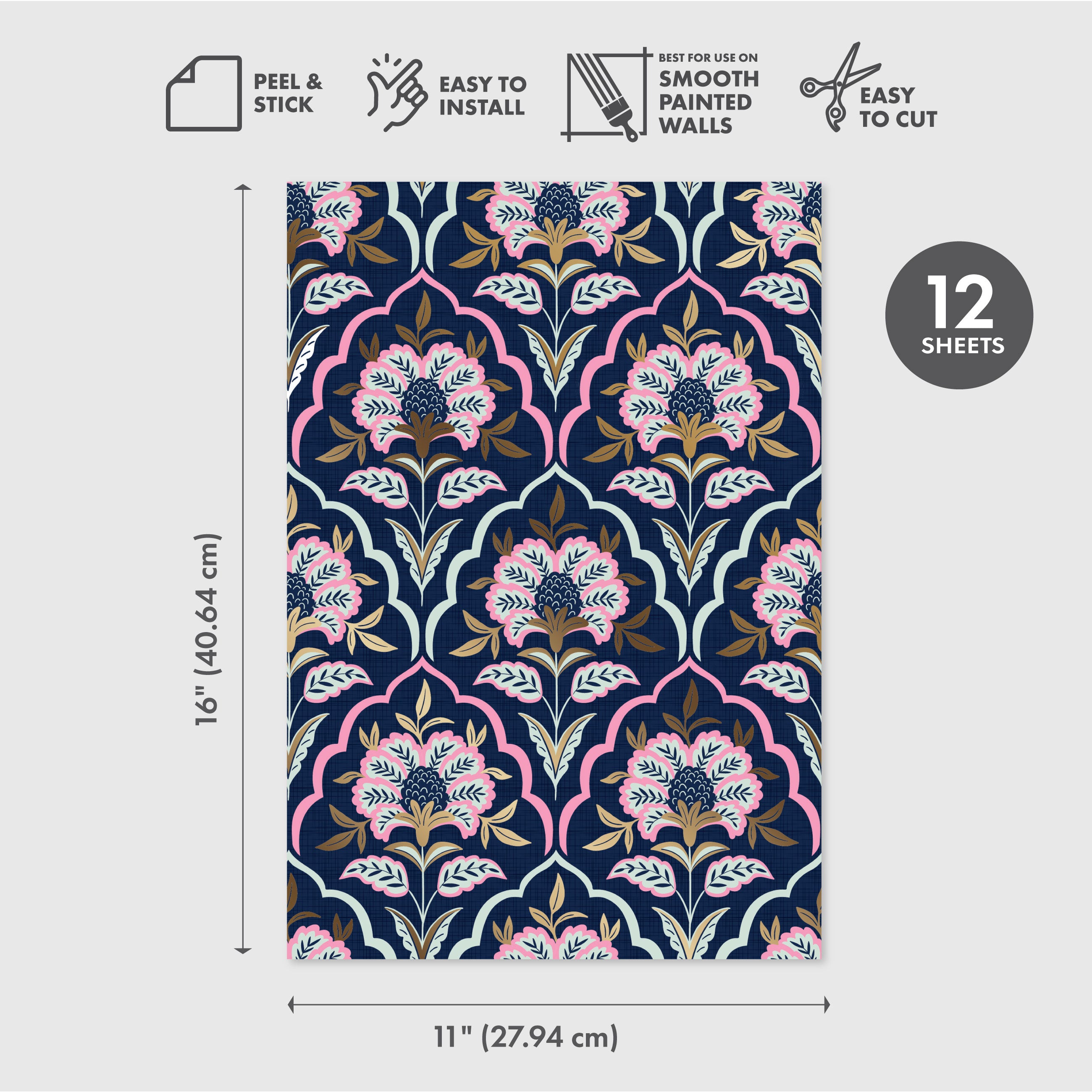 Modern Art Deco Peel & Stick Wallpaper Sheets – 12 Pack