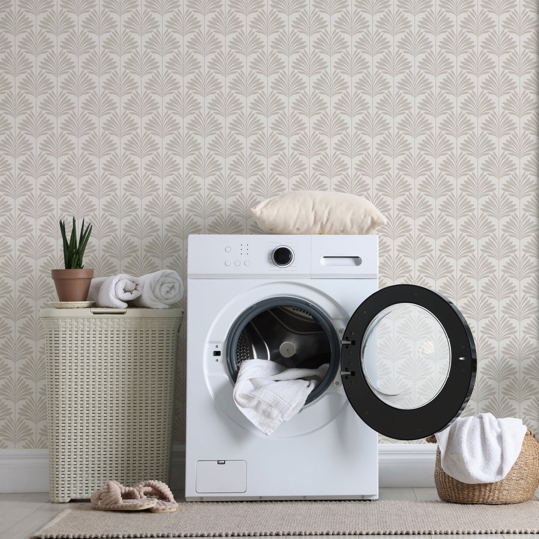 Neutral Palm Peel & Stick Wallpaper Sheets – 12 Pack