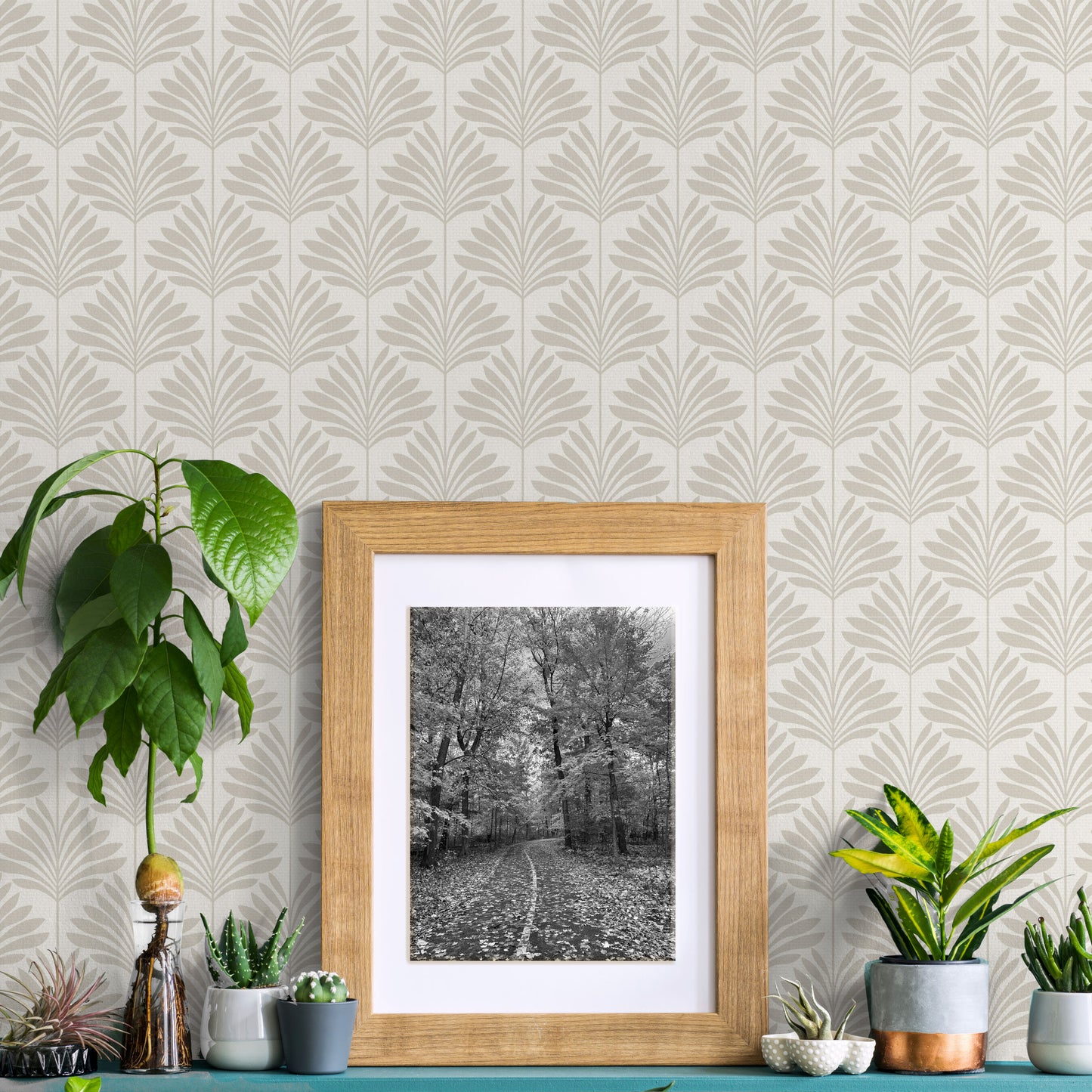 Peel and Stick Wallpaper Sheets – Neutral Palm Design