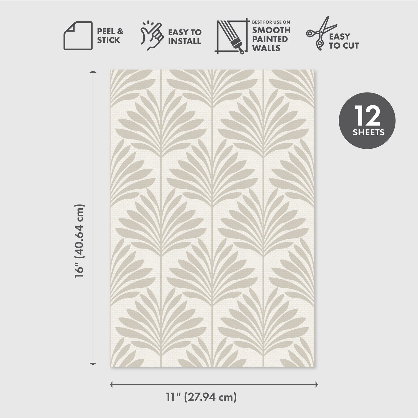 Peel and Stick Wallpaper Sheets – Neutral Palm Design