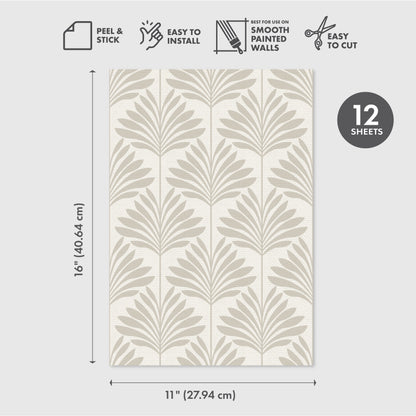 Peel and Stick Wallpaper Sheets – Neutral Palm Design