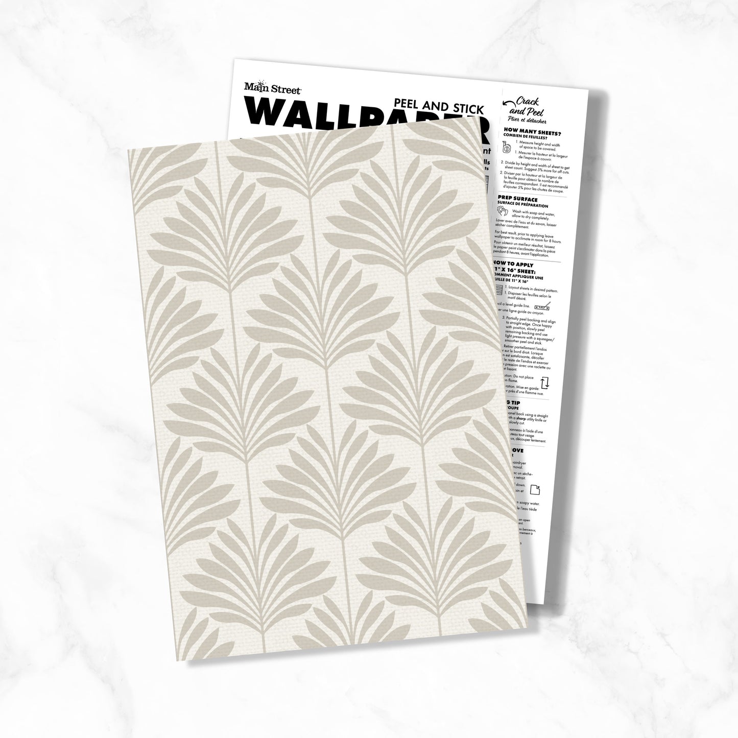 Peel and Stick Wallpaper Sheets – Neutral Palm Design