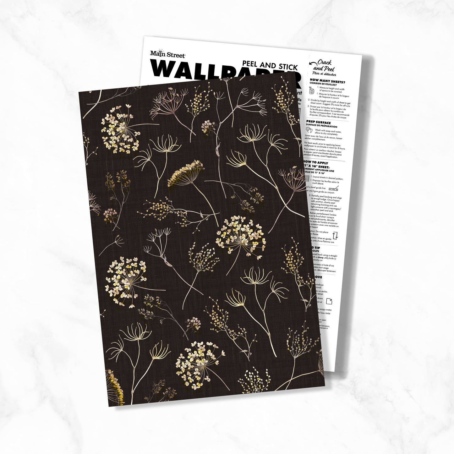 Peel and Stick Wallpaper Sheets – Queen Anne's Lace Design