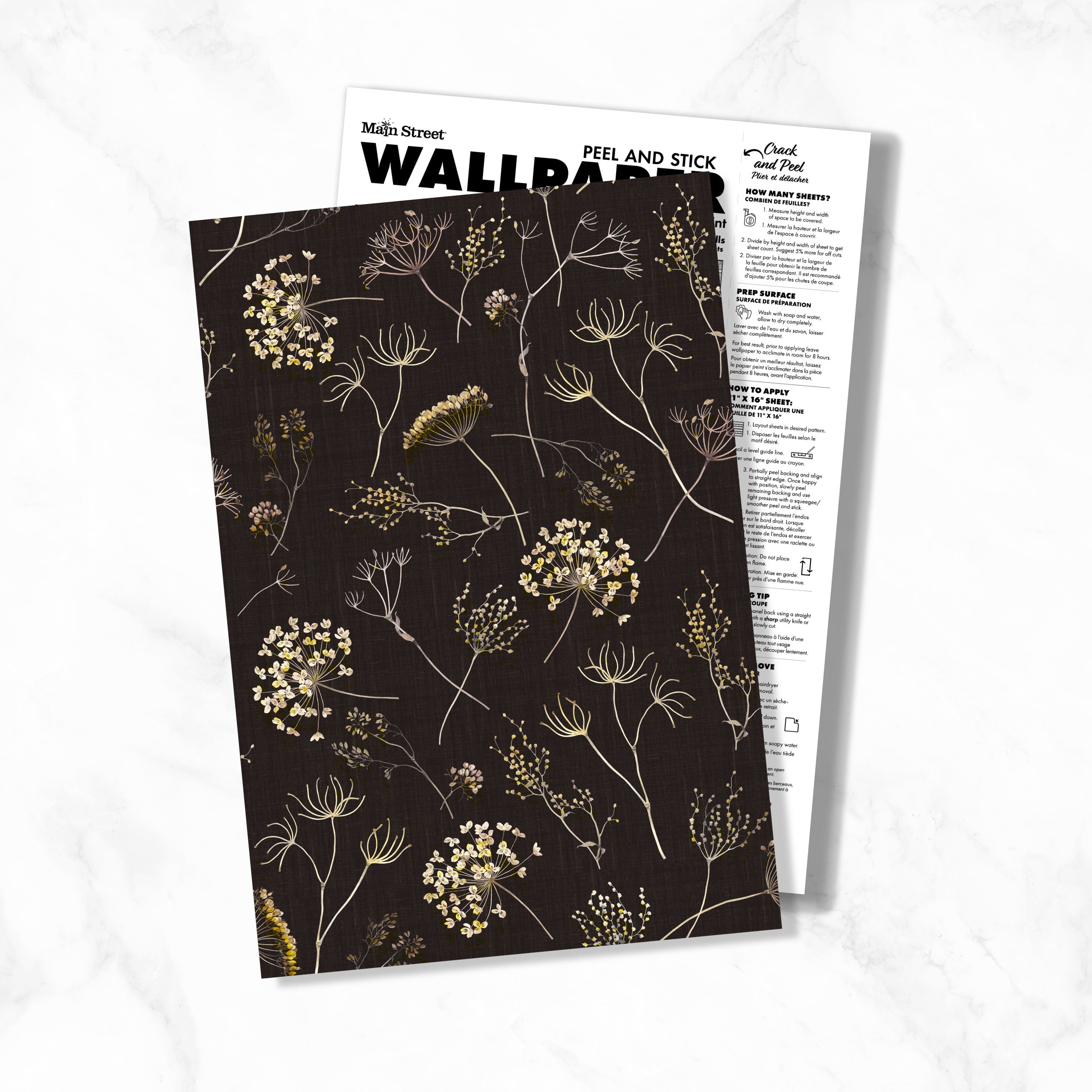 Queen Anne's Lace Peel & Stick Wallpaper Sheets – 12 Pack