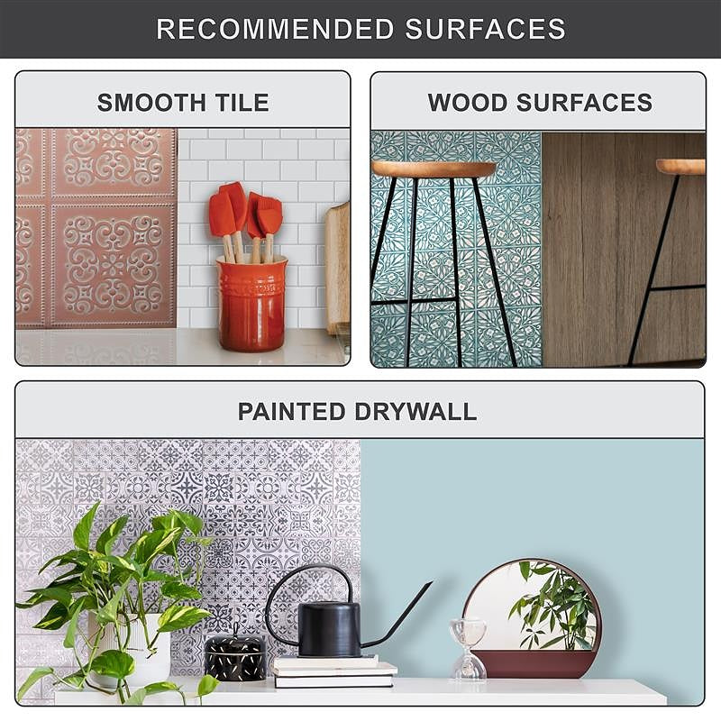 Teal Painted Silver Peel and Stick Wallpaper Tiles - 24 Pack