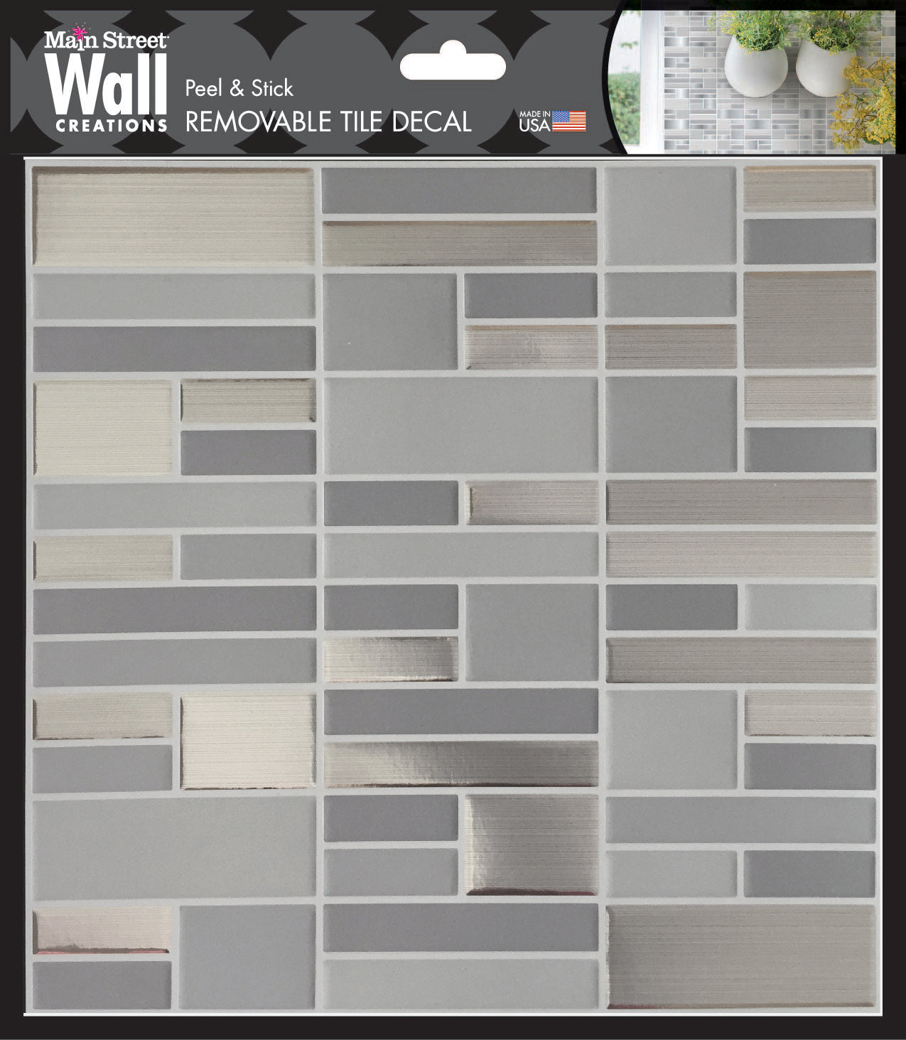 Silver and Gray Peel and Stick Wallpaper Tiles - 24 Pack