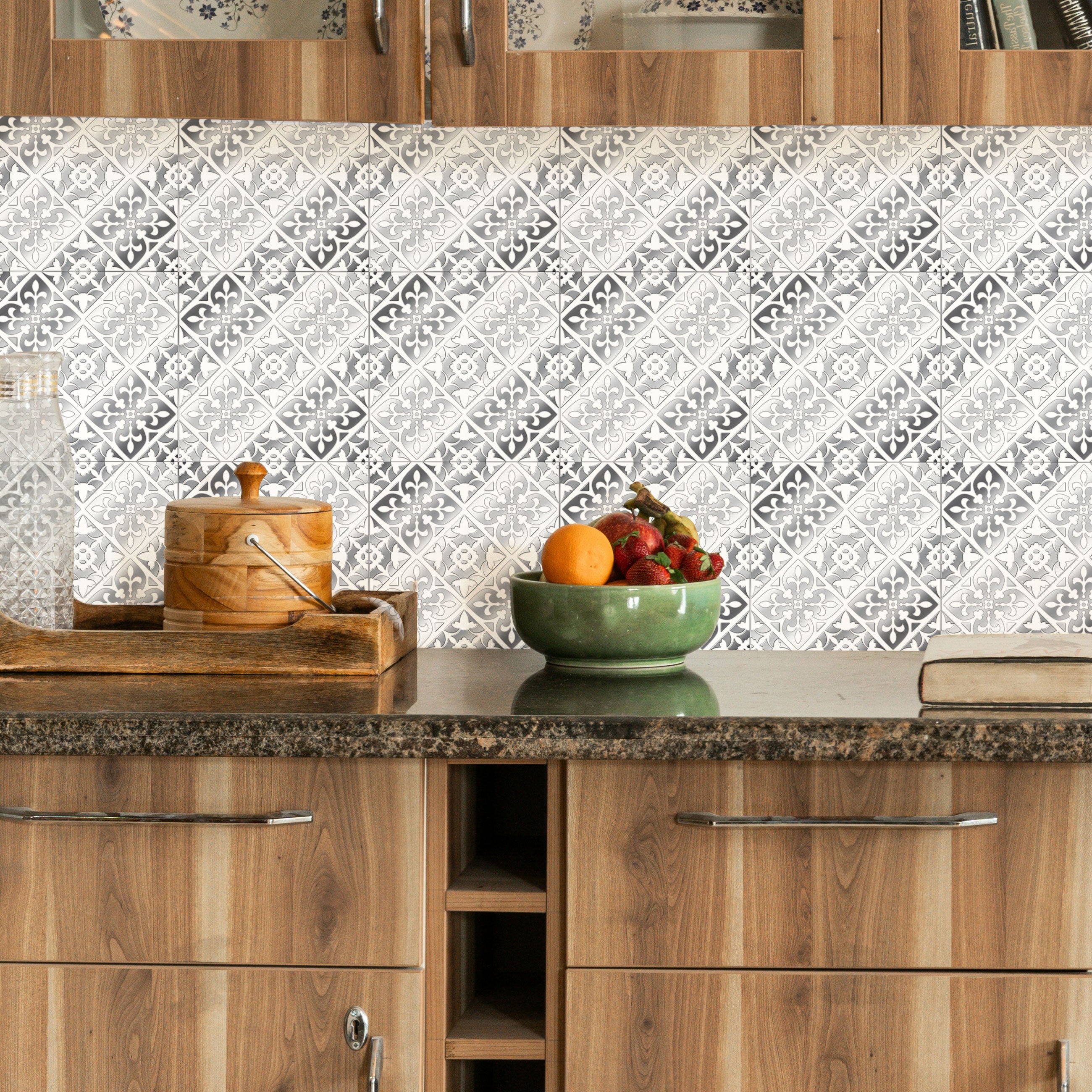 Silver and White Diamonds Peel and Stick Wallpaper Tiles - 24 Pack