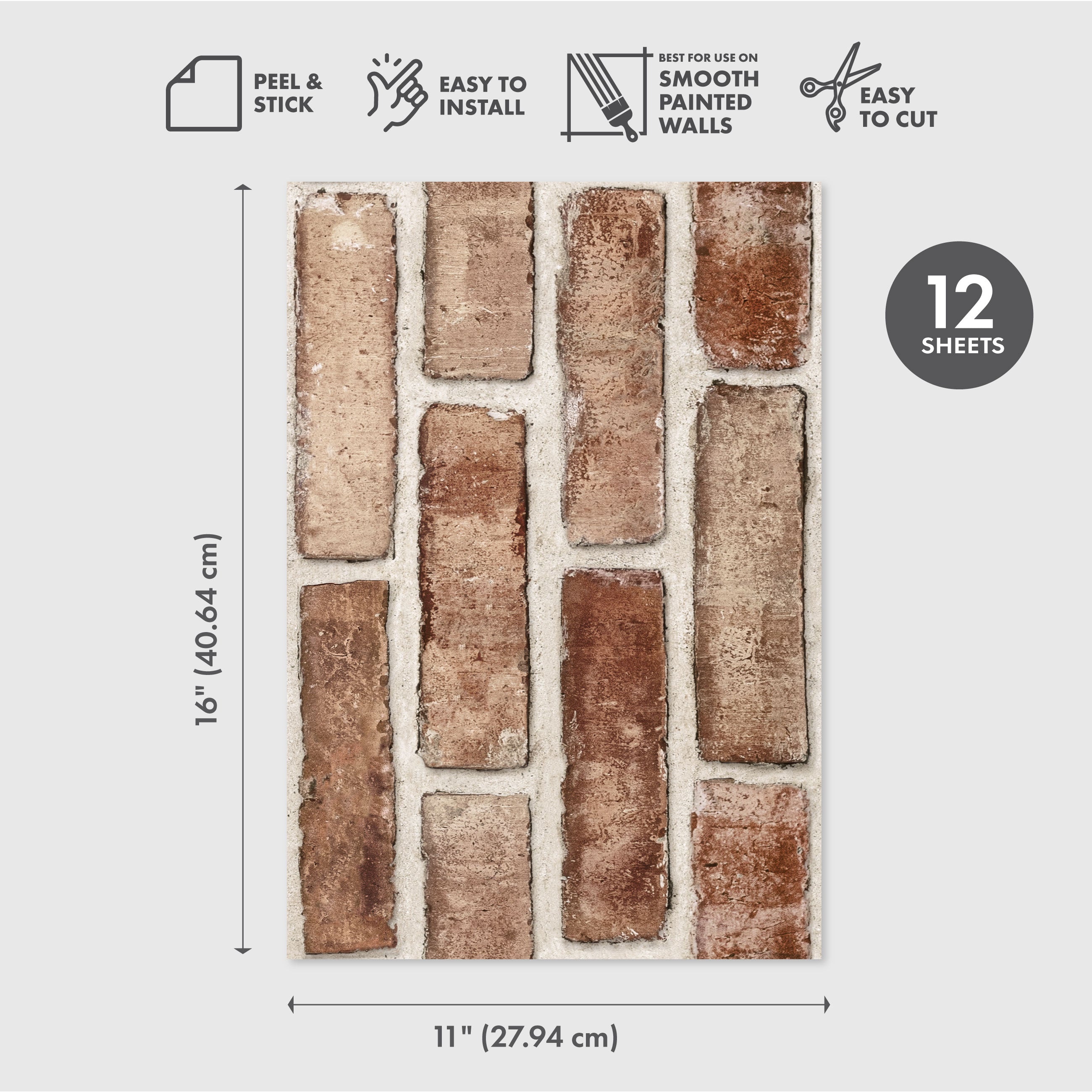 Solid Foundation Peel & Stick Wallpaper Sheets – 12 Pack