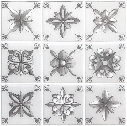 Painted Decorative Tiles – Peel and Stick Backsplash Tile 10.5x10.5" in Sculpted Artistic Finish