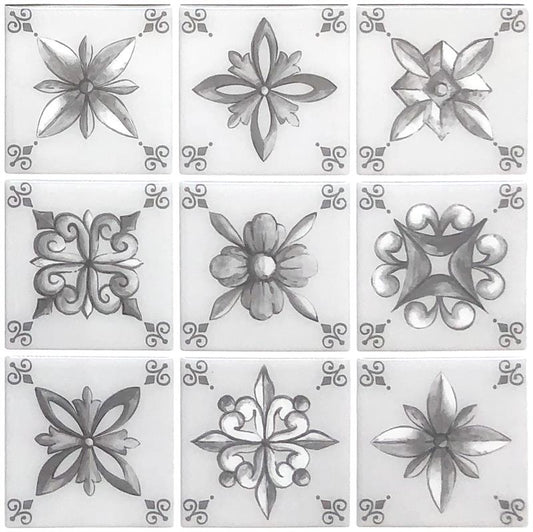 Painted Decorative Tiles – Peel and Stick Backsplash Tile 10.5x10.5" in Sculpted Artistic Finish