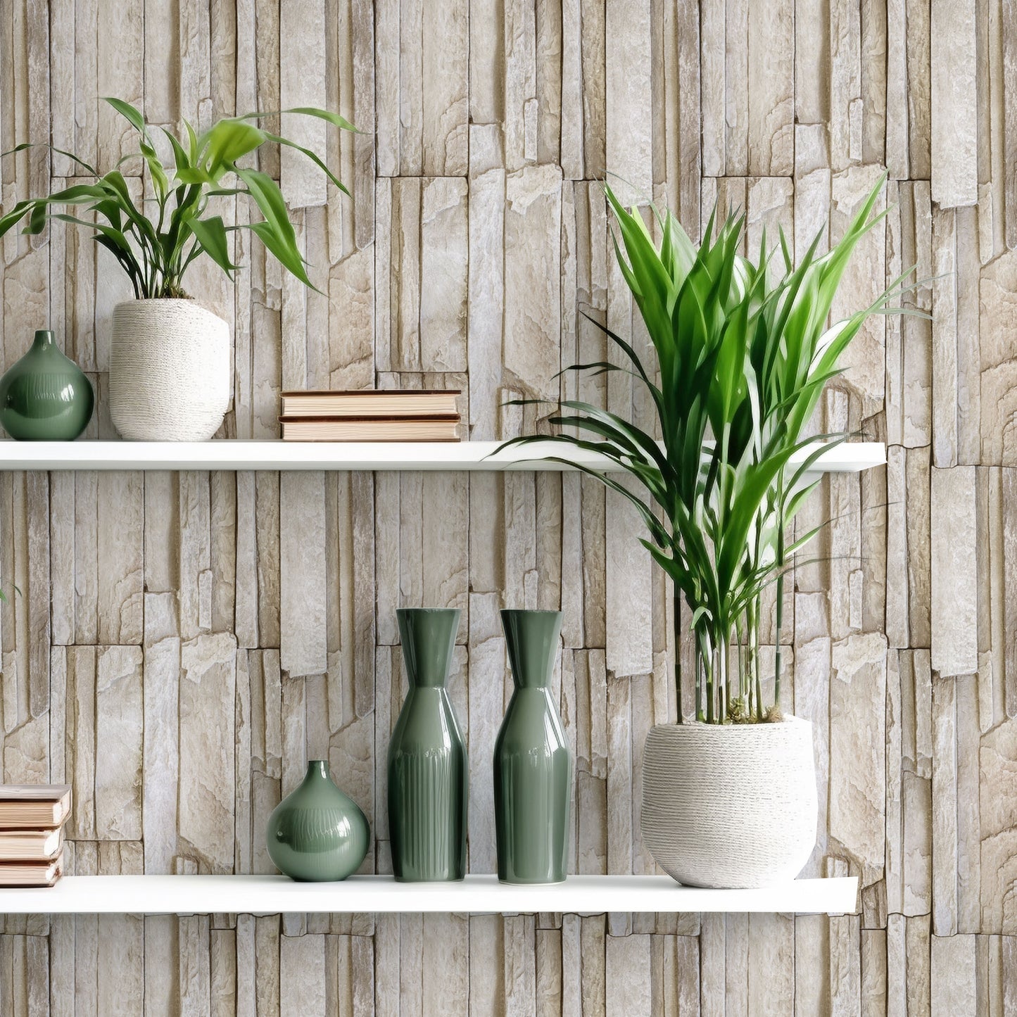 Peel and Stick Wallpaper Sheets – Stacked Stone Design