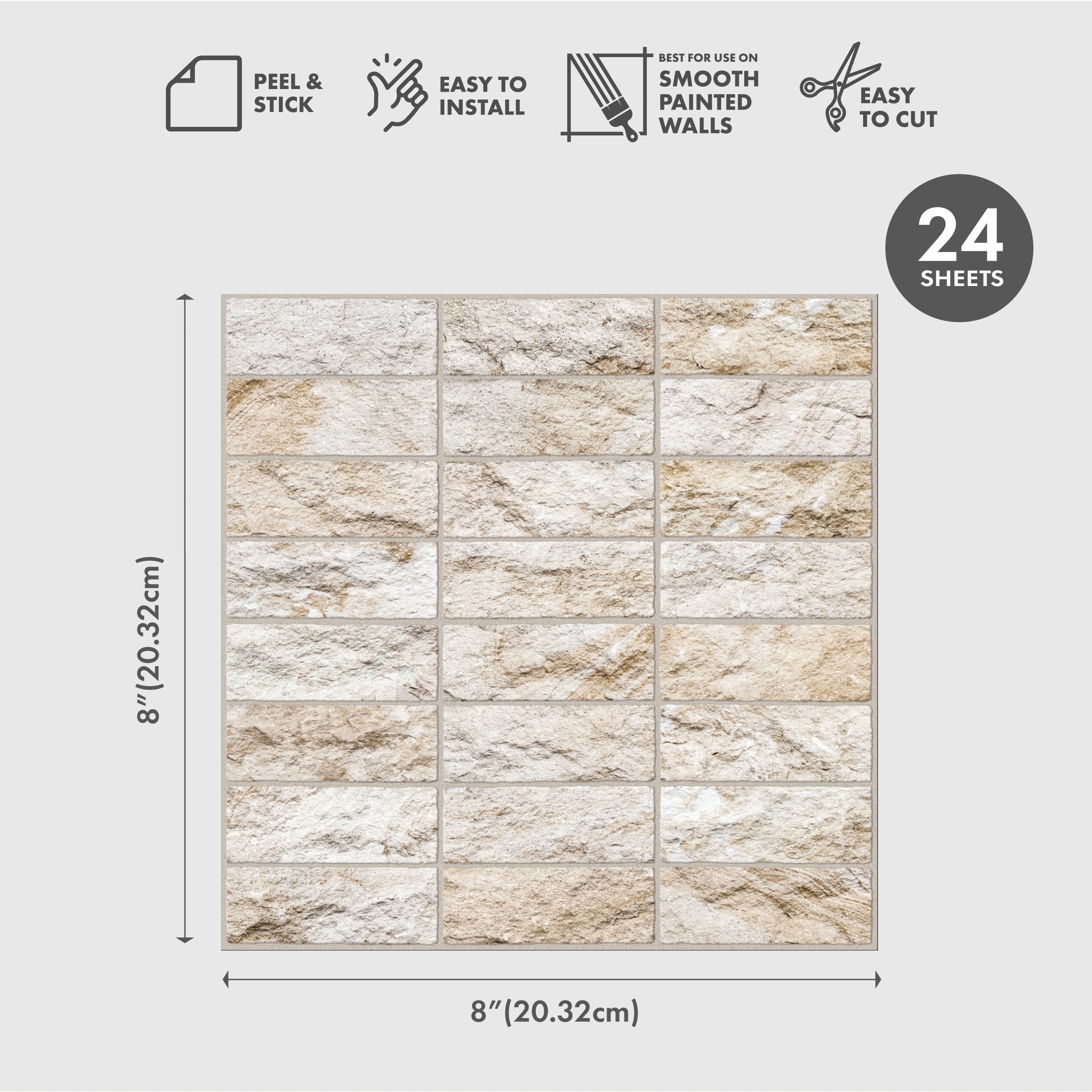 Stone Wall Peel and Stick Wallpaper Tiles - 24 Pack