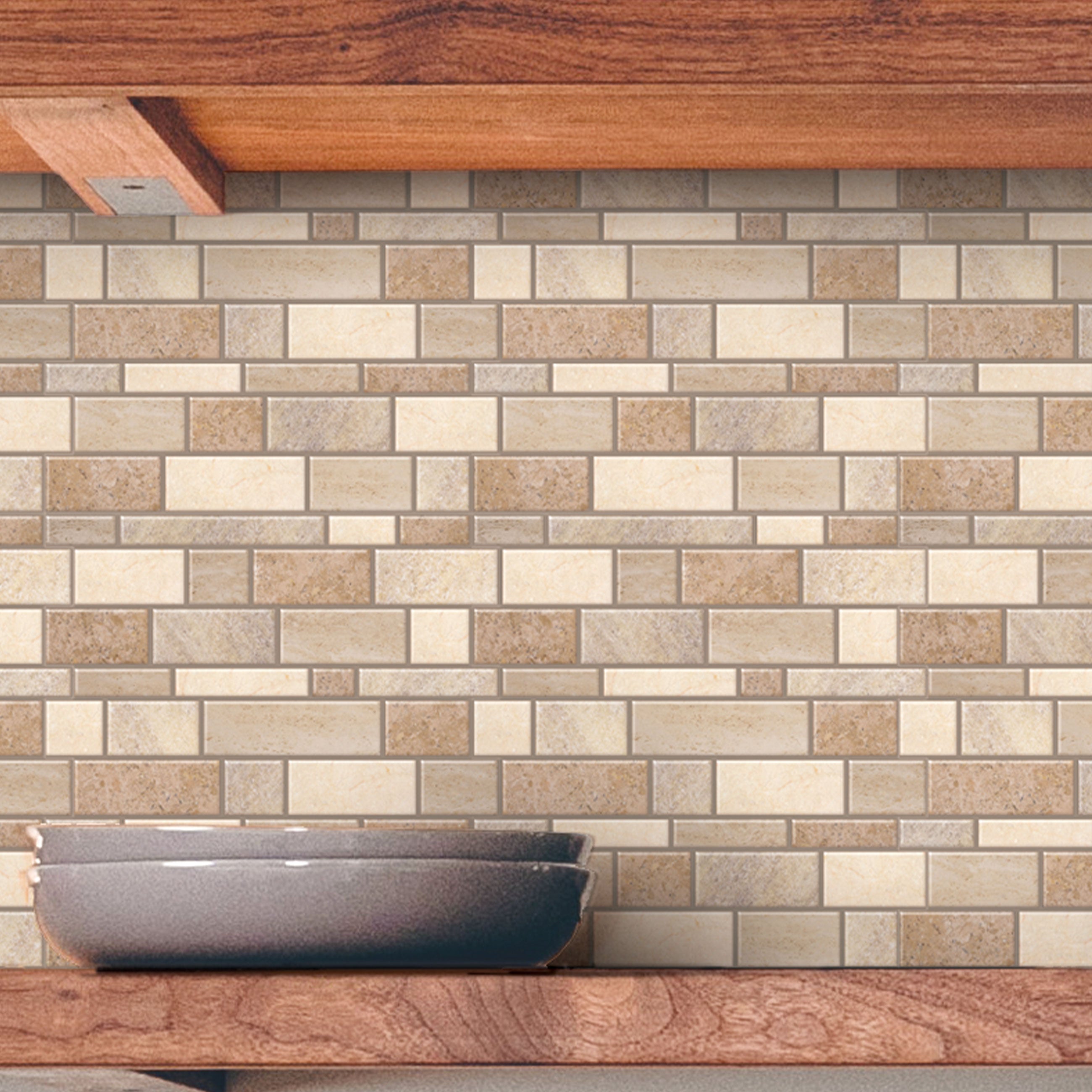 Tan Mosaics Peel and Stick Wallpaper Tiles - 24 Pack