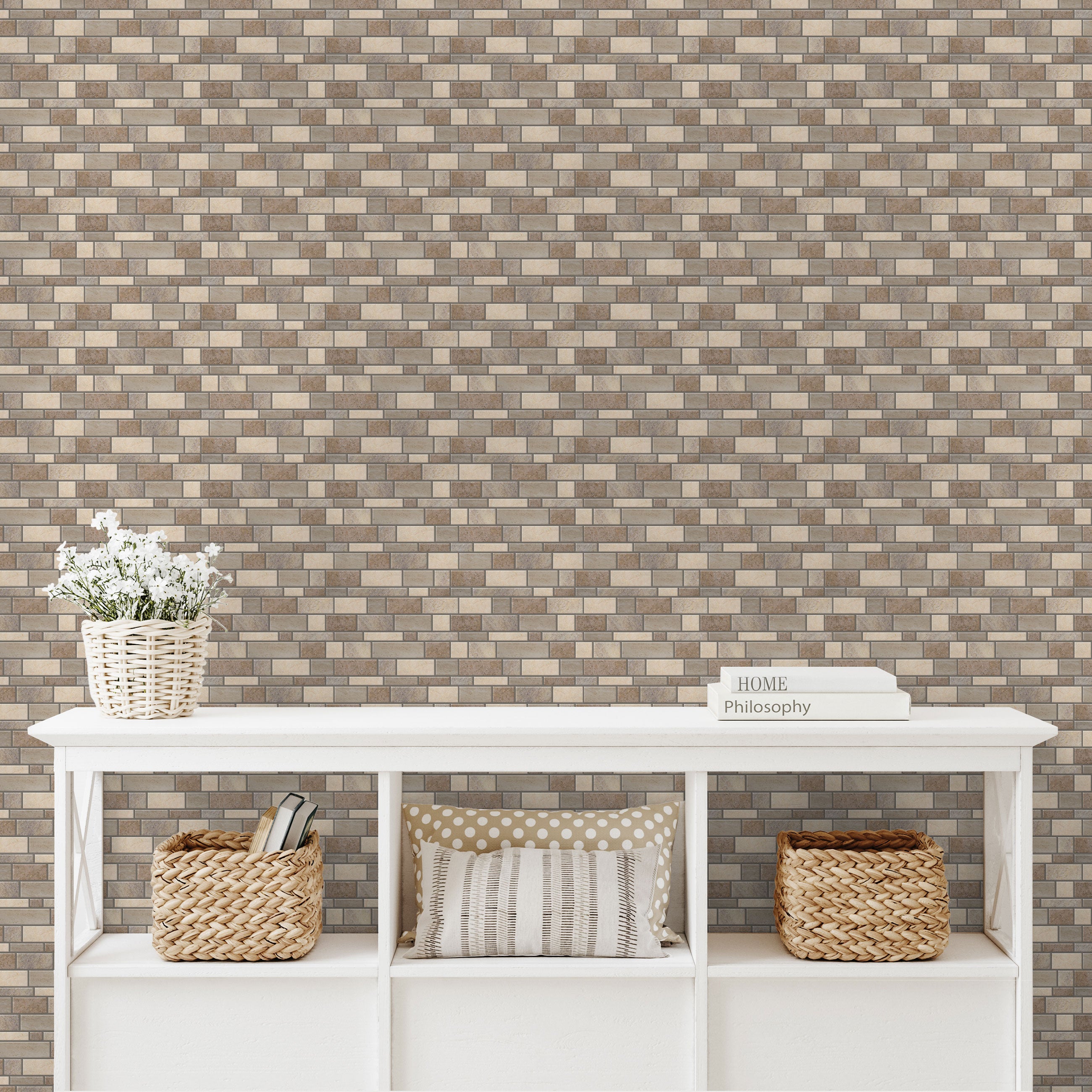Tan Mosaics Peel and Stick Wallpaper Tiles - 24 Pack