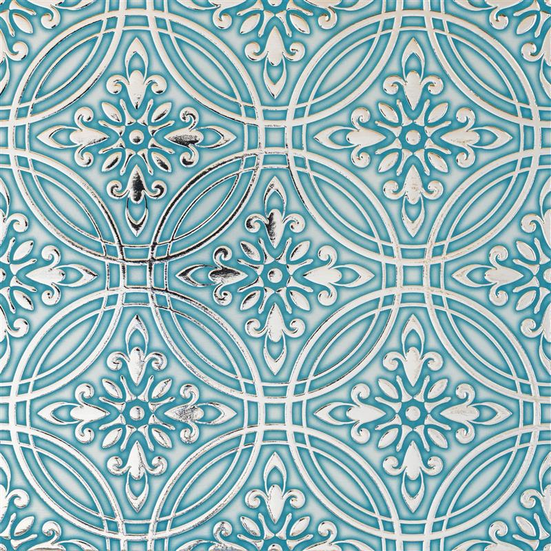 Teal Painted Silver Tile Decal