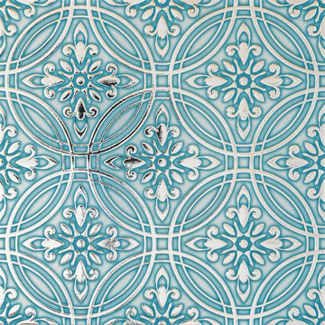 Teal Painted Silver Peel and Stick Wallpaper Tiles - 24 Pack