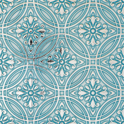 Teal Painted Silver Tile – Removable 8x8" Peel and Stick Metallic Wall Tile for DIY & Home Decor