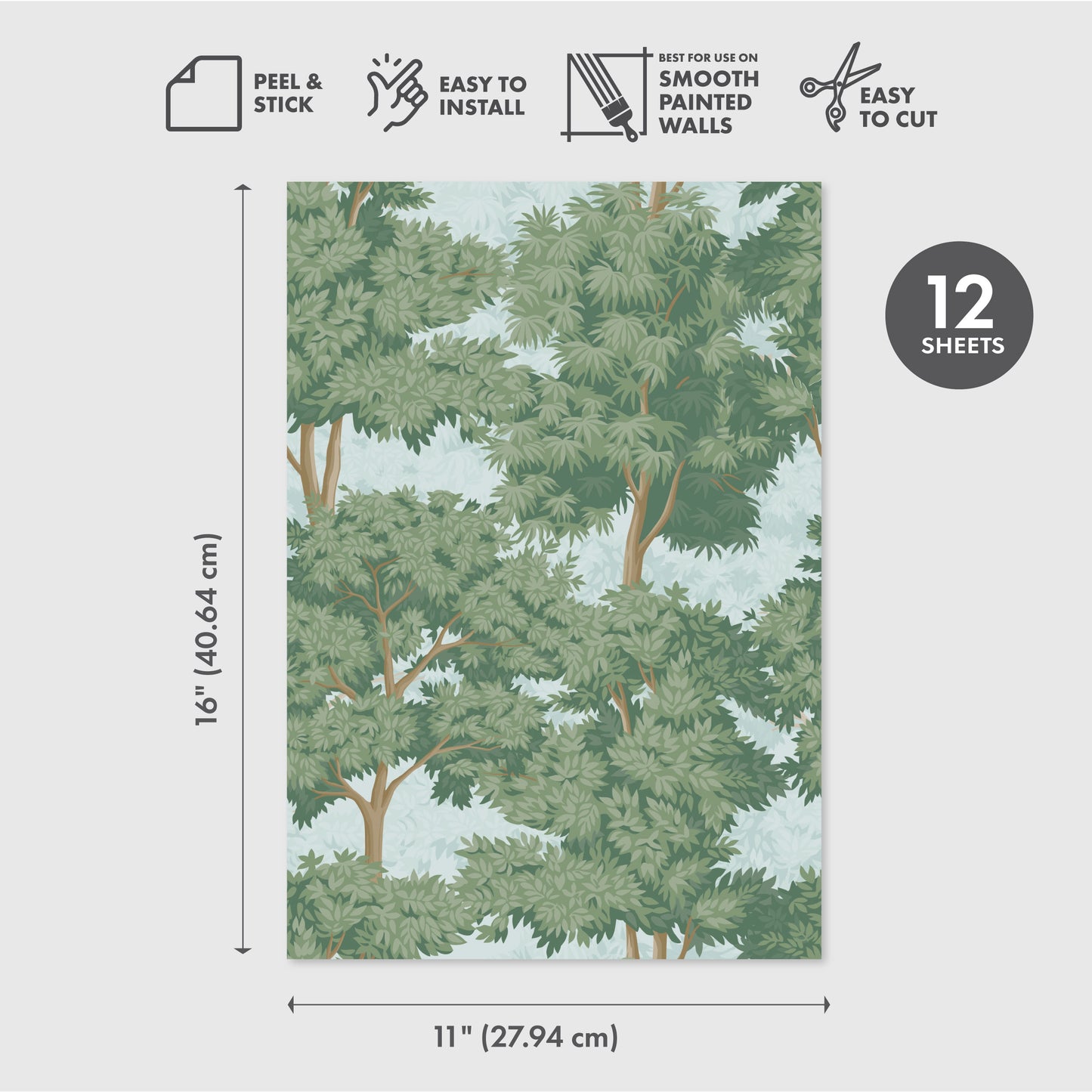 Peel and Stick Wallpaper Sheets – Toile Forest Design