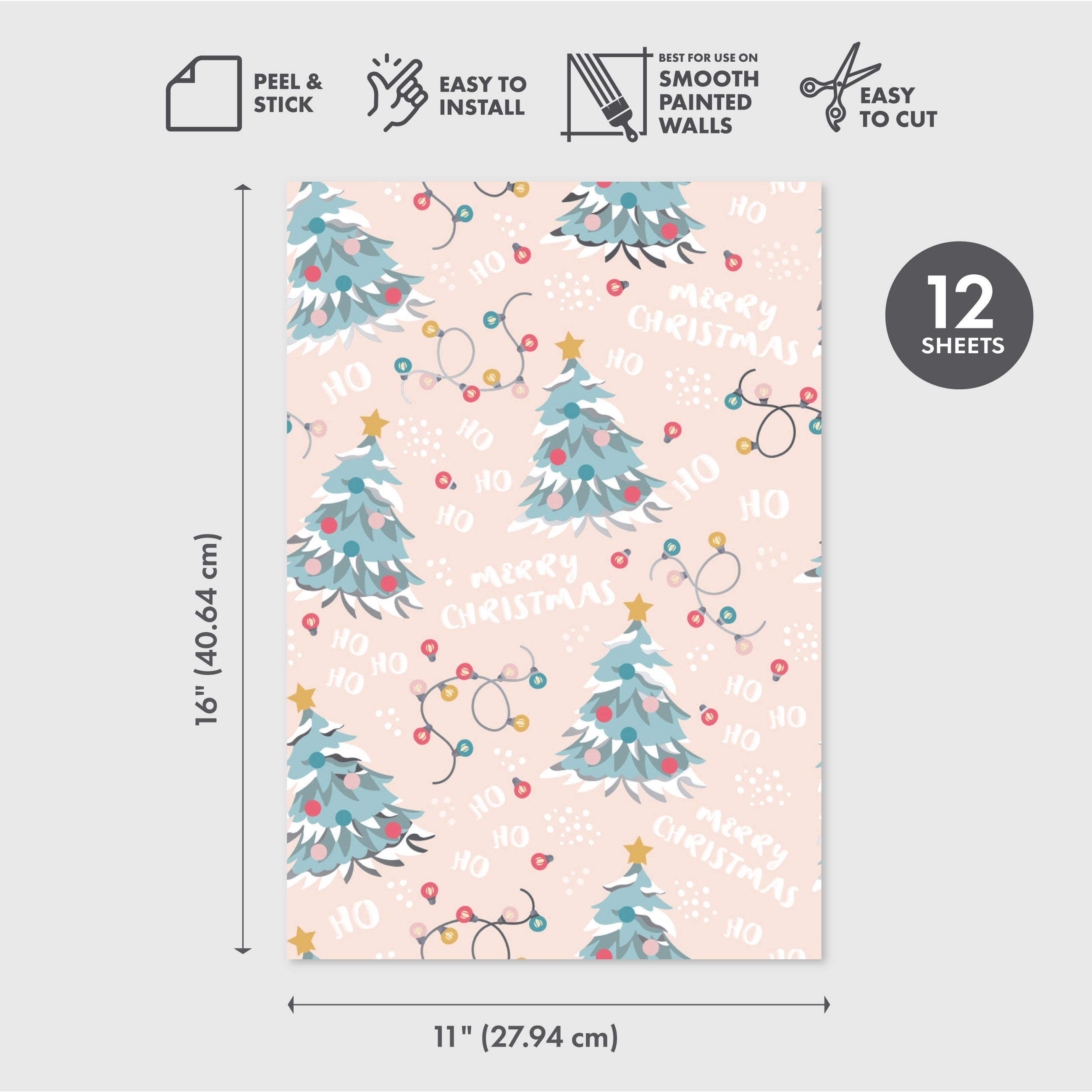 Trees and Lights Peel & Stick Wallpaper Sheets – 12 Pack