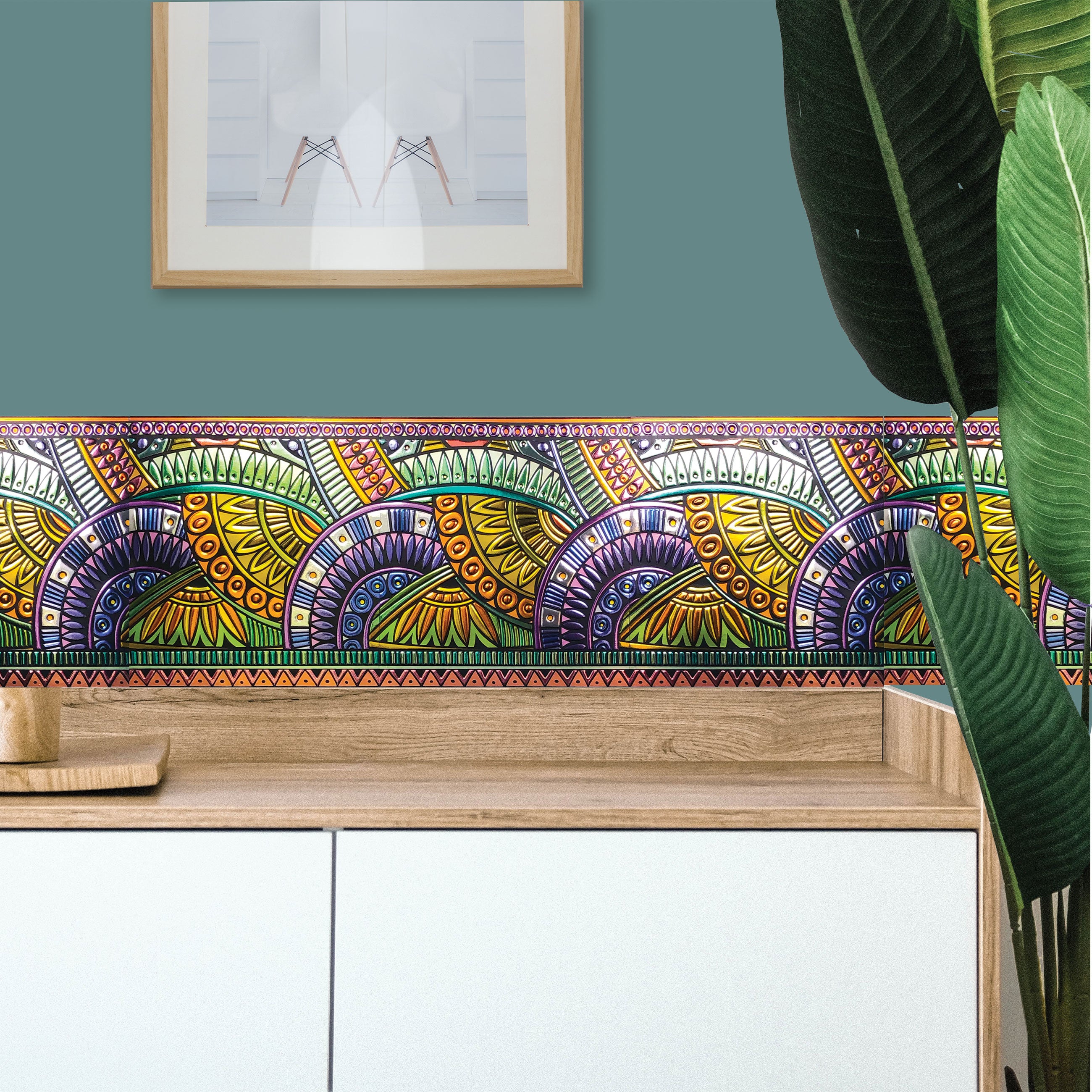 Tribal Flowers Peel and Stick Wallpaper Tiles - 24 Pack