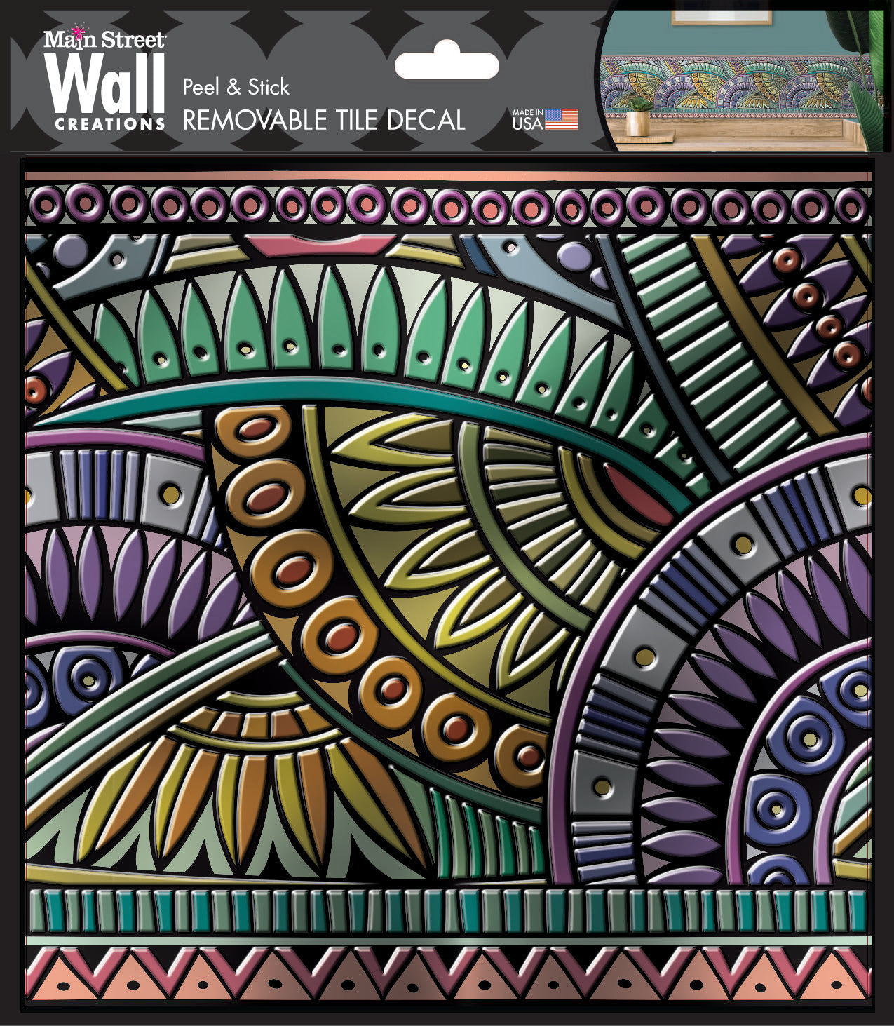 Tribal Flowers Peel and Stick Wallpaper Tiles - 24 Pack