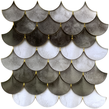 Black & Grey Scales Peel and Stick Wall Tiles - 8 Pack